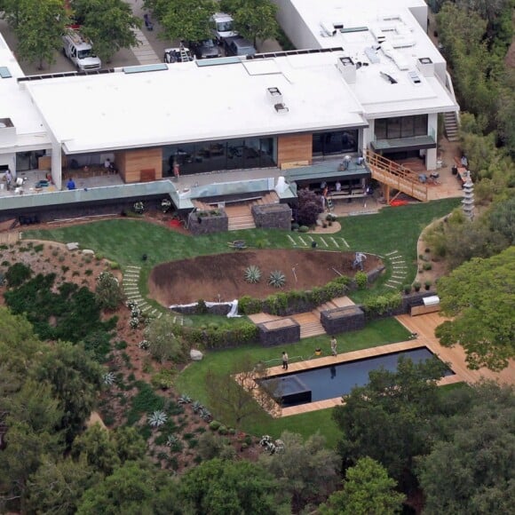 Vue aérienne du domicile de Jennifer Aniston situé dans le quartier de Bel Air à Los Angeles. 