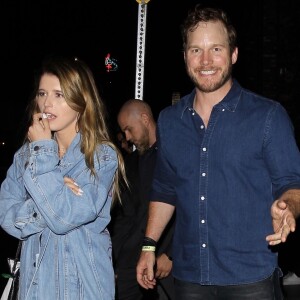 Exclusif - Chris Pratt et sa compagne Katherine Schwarzenegger sont allés faire la fête au Beauty & Essex après un diner en amoureux à Hollywood, le 11 août 2018