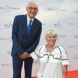 Mimie Mathy et son mari Benoist Gérard - Soirée du 90ème anniversaire de Line Renaud sur le Bateau Potel et Chabot "Pavillon Seine" à Paris le 2 juillet 2018. © Coadic Guirec/Bestimage