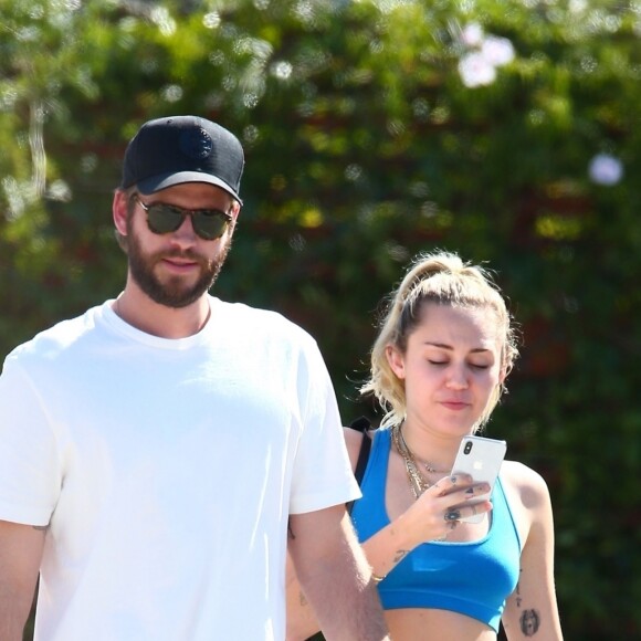 Exclusif - Miley Cyrus et son fiancé Liam Hemsworth se rendent au Sun Café à Studio City le 5 mai 2018.