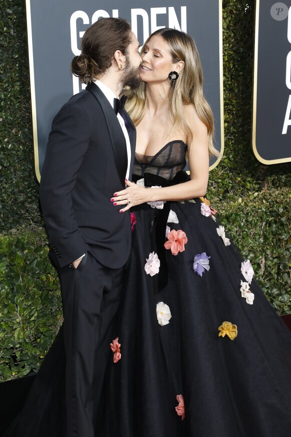 Heidi Klum et son fiancé Tom Kaulitz à la 76e cérémonie annuelle des Golden Globe Awards au Beverly Hilton Hotel à Los Angeles, le 6 janvier 2019.