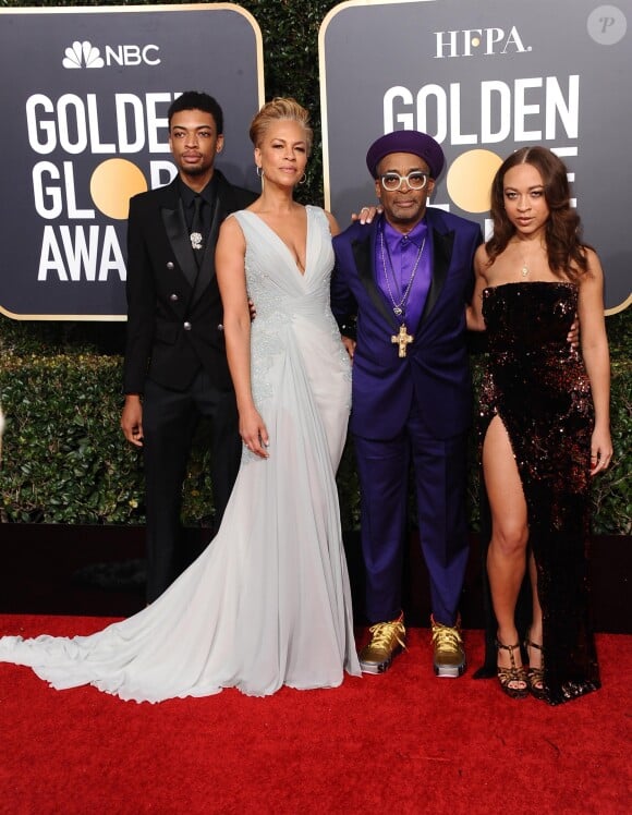 Spike Lee en famille lors des 76e Golden Globe Awards à Los Angeles, le 6 janvier 2019.