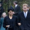 Le prince Harry, duc de Sussex et sa femme Meghan Markle, la duchesse de Sussex enceinte - La famille royale britannique se rend à la messe de Noël à l'église Sainte-Marie-Madeleine à Sandringham, le 25 décembre 2018. 25 December 2018.