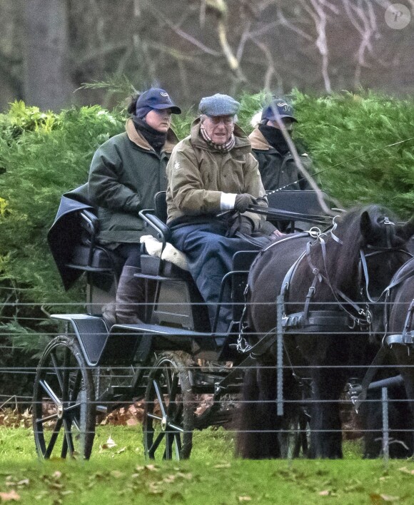 Le prince Philip, duc d'Edimbourg, fait un tour de calèche à Windsor le 10 décembre 2018.