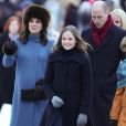 La princesse Ingrid Alexandra de Norvège avec Kate Middleton lors de la visite officielle du duc et de la duchesse de Cambridge à Oslo le 1er février 2018.