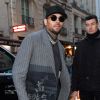 Chris Brown arrive au défilé Y-3 à Paris le 17 janvier 2019.