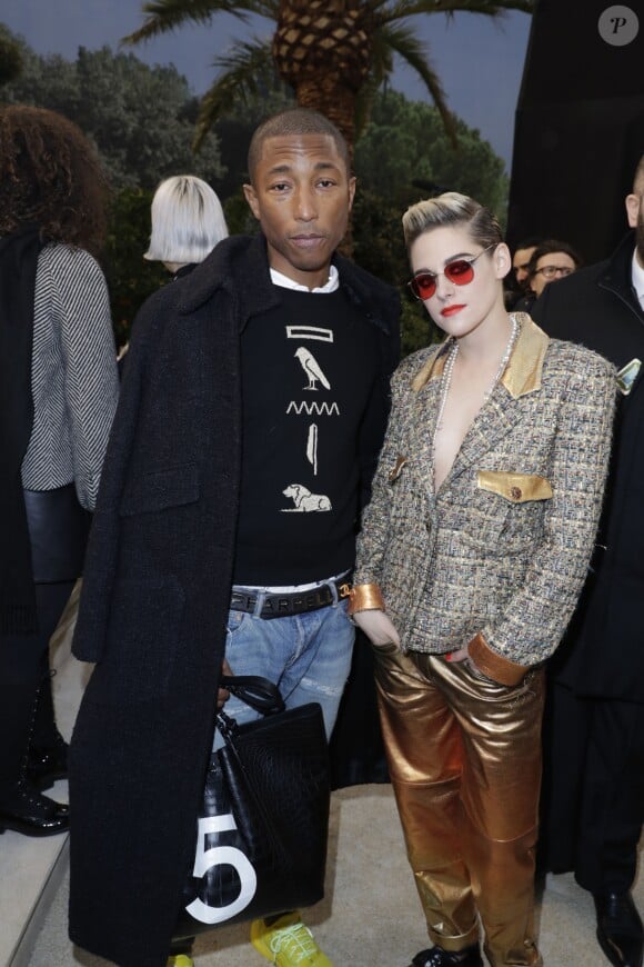 Pharrell Williams et Kristen Stewart - Deuxième défilé de mode Haute-Couture printemps-été 2019 "Chanel" au Grand Palais à Paris. Le 22 janvier 2019 © Olivier Borde / Bestimage