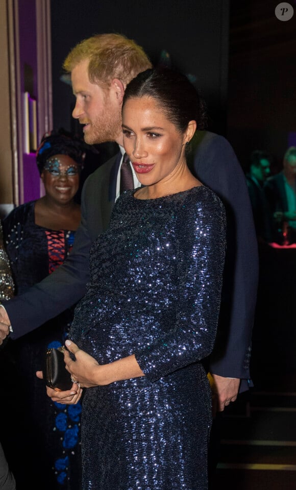 Le prince Harry, duc de Sussex, et Meghan Markle, duchesse de Sussex, enceinte, à la représentation du 10ème anniversaire du spectacle du Cirque du Soleil "Totem" au Royal Albert Hall à Londres, le 16 janvier 2019.