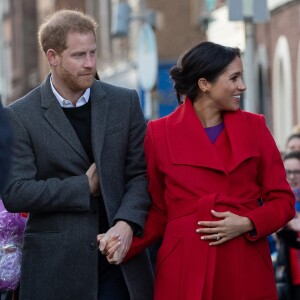 Le prince Harry et Meghan Markle lors d'une visite à Birkenhead le 14 janvier 2019.