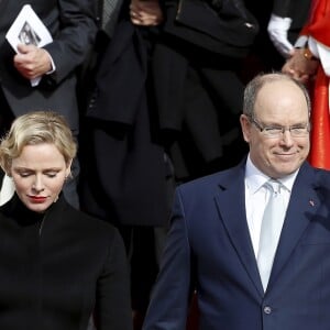 Le prince Albert II de Monaco et sa femme la princesse Charlene quittant la cathédrale Saint Nicolas à Monaco après la messe pontificale de la Sainte Dévote à Monaco le 27 janvier 2019.© Jean-François Ottonello/Nice-Matin/Bestimage