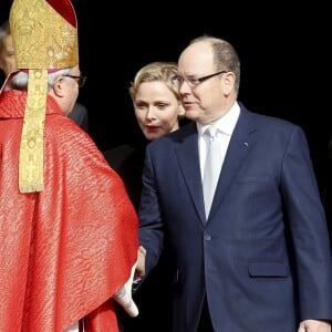 Le prince Albert II de Monaco et sa femme la princesse Charlene quittant la cathédrale Saint Nicolas à Monaco après la messe pontificale de la Sainte Dévote à Monaco le 27 janvier 2019.© Jean-François Ottonello/Nice-Matin/Bestimage