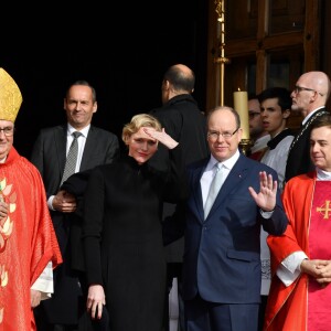 Le prince Albert II de Monaco et la princesse Charlene ont assisté à la messe pontificale pour les célébrations de Sainte Dévote à Monaco le 26 janvier 2019. ©Bruno Bebert/Bestimage