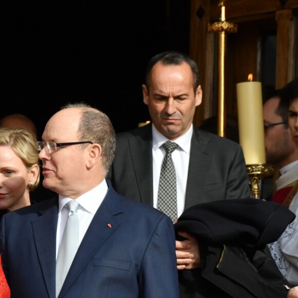 Le prince Albert II de Monaco et la princesse Charlene ont assisté à la messe pontificale pour les célébrations de Sainte Dévote à Monaco le 26 janvier 2019. ©Bruno Bebert/Bestimage