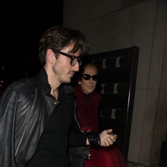 Semi-exclusif - Céline Dion et Pepe Munoz arrivent au restaurant Girafe à Paris, France, le 27 janvier 2019.