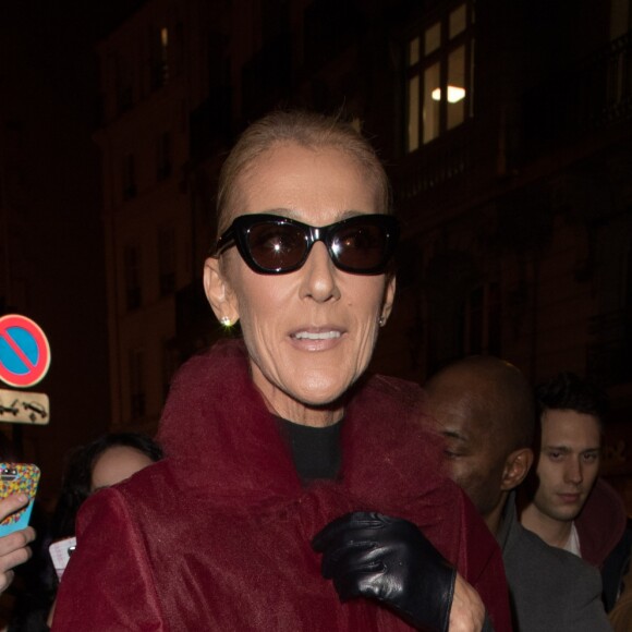 Céline Dion à sortie du théâtre Mogador après avoir assisté à la comédie musicale Chicago, à Paris, France, le 27 janvier 2019.