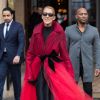 Céline Dion et son ami Pepe Munoz à la sortie de l'hotel Crillon, à Paris, se rendent au théâtre Mogador le 27 Janvier 2019