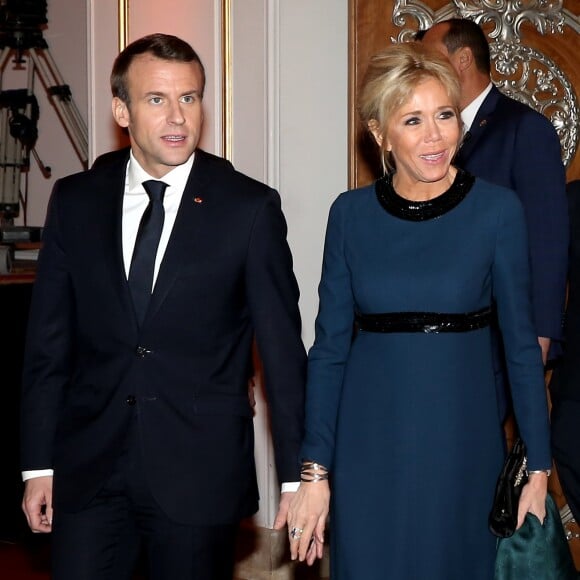 Le président de la République française Emmanuel Macron et sa femme la Première dame Brigitte Macron - Dîner en l'honneur du président de la République française et sa femme la Première Dame, offert par son homologue égyptien et sa femme la Première Dame à l'hôtel Al Masah au Caire, Egypte, le 28 janvier 2019. Le couple présidentiel français est en visite officielle de trois jours en Egypte. © Dominique Jacovides/Bestimage