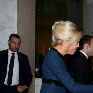 Le président égyptien Abdel Fattah al-Sissi et sa femme la Première Dame Entissar Amer accueillent son homologue français Emmanuel Macron et sa femme la Première dame Brigitte Macron - Dîner en l'honneur du président de la République française et sa femme la Première Dame, offert par son homologue égyptien et sa femme la Première Dame à l'hôtel Al Masah au Caire, Egypte, le 28 janvier 2019. Le couple présidentiel français est en visite officielle de trois jours en Egypte. © Dominique Jacovides/Bestimage