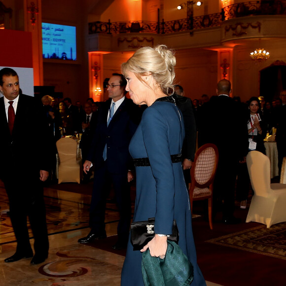La Première dame Brigitte Macron - Dîner en l'honneur du président de la République française et sa femme la Première Dame, offert par son homologue égyptien et sa femme la Première Dame à l'hôtel Al Masah au Caire, Egypte, le 28 janvier 2019. Le couple présidentiel français est en visite officielle de trois jours en Egypte. © Dominique Jacovides/Bestimage