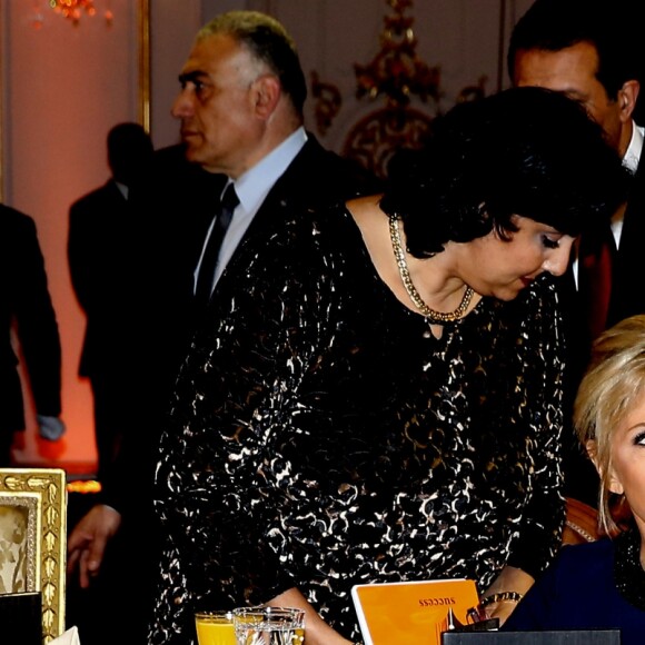 La Première Dame Entissar Amer et la Première dame Brigitte Macron - Dîner en l'honneur du président de la République française et sa femme la Première Dame, offert par son homologue égyptien et sa femme la Première Dame à l'hôtel Al Masah au Caire, Egypte, le 28 janvier 2019. Le couple présidentiel français est en visite officielle de trois jours en Egypte. © Dominique Jacovides/Bestimage