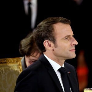 Le président de la République française Emmanuel Macron - Dîner en l'honneur du président de la République française et sa femme la Première Dame, offert par son homologue égyptien et sa femme la Première Dame à l'hôtel Al Masah au Caire, Egypte, le 28 janvier 2019. Le couple présidentiel français est en visite officielle de trois jours en Egypte. © Dominique Jacovides/Bestimage