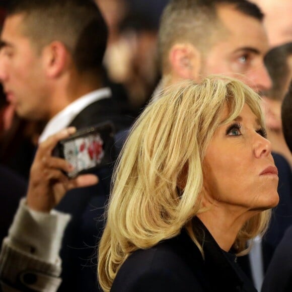 Le président de la République française Emmanuel Macron et sa femme la Première Dame Brigitte Macron - Le président de la République française et sa femme la Première Dame et le pape copte orthodoxe au siège de la papauté copte à la cathédrale Saint-Marcdu Caire à Abbassia, Egypte, le 29 janvier 2019. Le couple présidentiel français est en visite officielle de trois jours en Egypte. © Dominique Jacovides/Bestimage