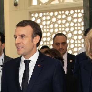 Emmanuel Macron et sa femme Brigitte rencontrent le grand Imam de la mosquée Al-Azhar, Cheikh Ahmed Al-Tayeb. Le 29 janvier 2019 © Romuald Meigneux / Pool / Bestimage