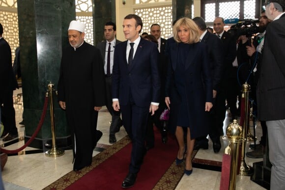 Emmanuel Macron et sa femme Brigitte rencontrent le grand Imam de la mosquée Al-Azhar, Cheikh Ahmed Al-Tayeb. Le 29 janvier 2019 © Romuald Meigneux / Pool / Bestimage