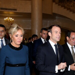 Emmanuel Macron et Brigitte Macron - Dîner en l'honneur du président de la République française à l'hôtel Al Masah au Caire, le 28 janvier 2019. © Dominique Jacovides/Bestimage