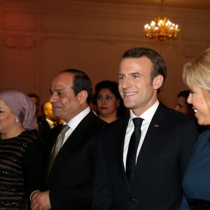 Emmanuel Macron et Brigitte Macron - Dîner en l'honneur du président de la République française à l'hôtel Al Masah au Caire, le 28 janvier 2019. © Dominique Jacovides/Bestimage