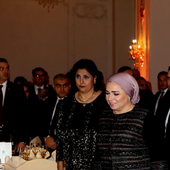 Emmanuel Macron et Brigitte Macron - Dîner en l'honneur du président de la République française à l'hôtel Al Masah au Caire, le 28 janvier 2019. © Dominique Jacovides/Bestimage