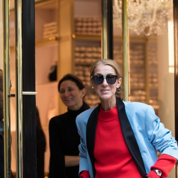 Celine Dion fait un passage à la boutique Repetto à Paris le 31 janvier 2019.