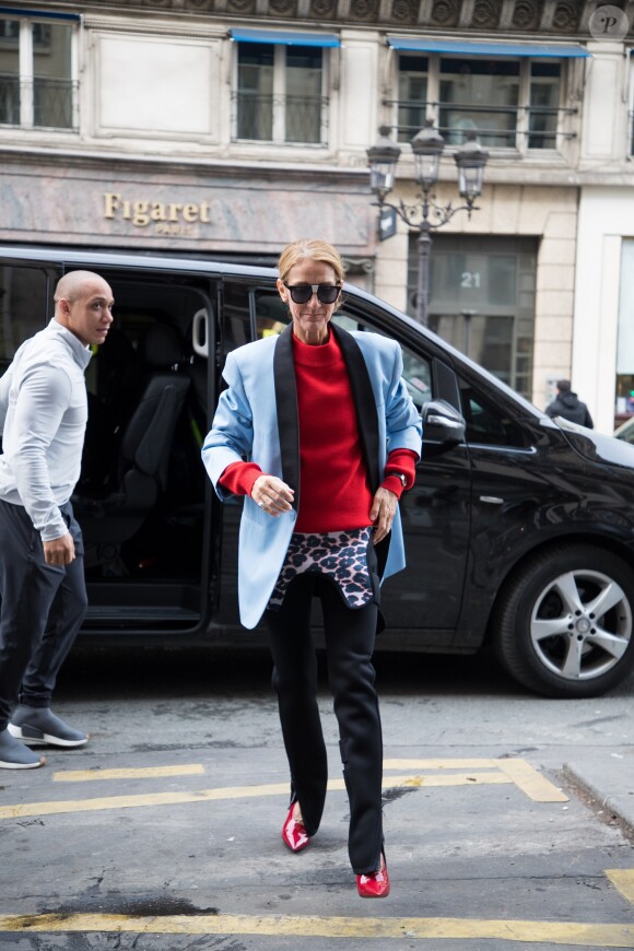 Celine Dion fait un passage à la boutique Repetto à Paris le 31 janvier 2019.