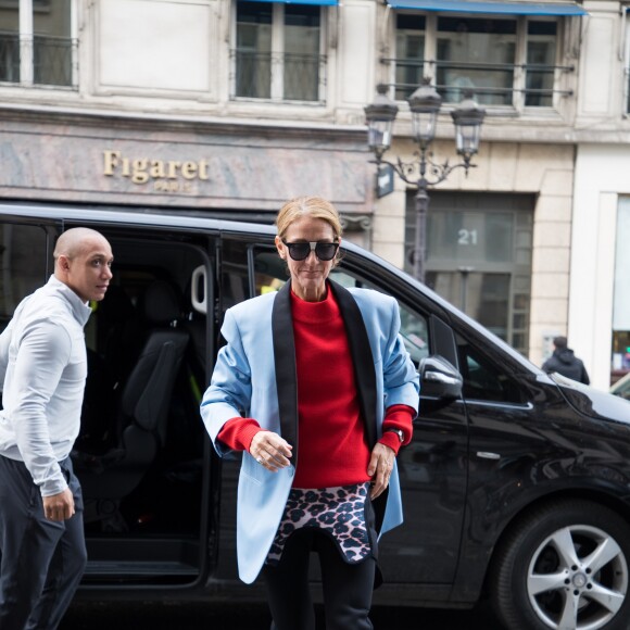 Celine Dion fait un passage à la boutique Repetto à Paris le 31 janvier 2019.