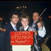 Enrico Macias et son épouse Suzy au Fouquet's à Paris, le 9 mars 1985.