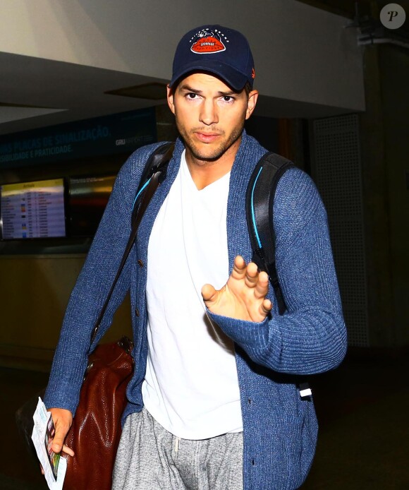 Ashton Kutcher arrive à Sao Paulo au Brésil le 7 juillet 2014.