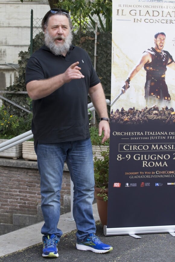 Russell Crowe lors d'un photocall pour la projection de Gladiator en live avec un orchestre à Rome le 5 juin 2018.
