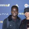 Black M (Black Mesrimes) et sa femme Lia au lancement du jeu vidéo de football FIFA 18 (FIFA 2018) à l'établissement public de coopération culturelle parisien "CentQuatre" à Paris, France, le 25 septembre 2017. © Pierre Perusseau/Bestimage