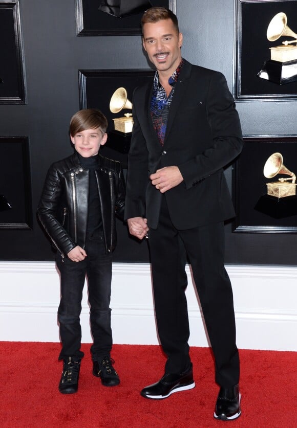 Ricky Martin et un de ses jumeaux Matteo Martin ou Valentino Martin - Les célébrités arrivent à la 61ème soirée annuelle des GRAMMY Awards à Los Angeles, le 10 février 2019
