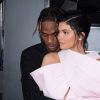 Travis Scott et sa compagne Kylie Jenner, habillée d'un look Balmain (collection Couture printemps-été 2019) - Les célébrités arrivent à la 61ème soirée annuelle des GRAMMY Awards à Los Angeles, le 10 février 2019.