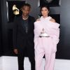 Travis Scott et sa compagne Kylie Jenner, habillée d'un look Balmain (collection Couture printemps-été 2019) - Les célébrités arrivent à la 61ème soirée annuelle des GRAMMY Awards à Los Angeles, le 10 février 2019.