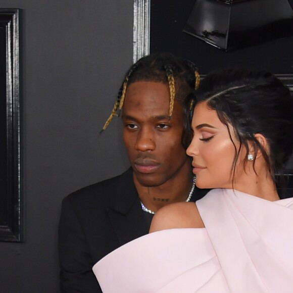 Travis Scott et Kylie Jenner - Les célébrités arrivent à la 61ème soirée annuelle des GRAMMY Awards à Los Angeles, le 10 février 2019.