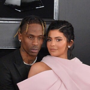 Travis Scott et Kylie Jenner - Les célébrités arrivent à la 61ème soirée annuelle des GRAMMY Awards à Los Angeles, le 10 février 2019.