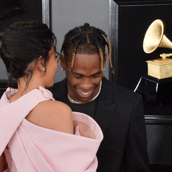 Travis Scott et Kylie Jenner - Les célébrités arrivent à la 61ème soirée annuelle des GRAMMY Awards à Los Angeles, le 10 février 2019.