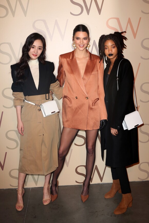 Yang Mi, Kendall Jenner et Willow Smith assistent au lancement de #SWWalk de Stuart Weitzman à New York. Le 12 février 2019.