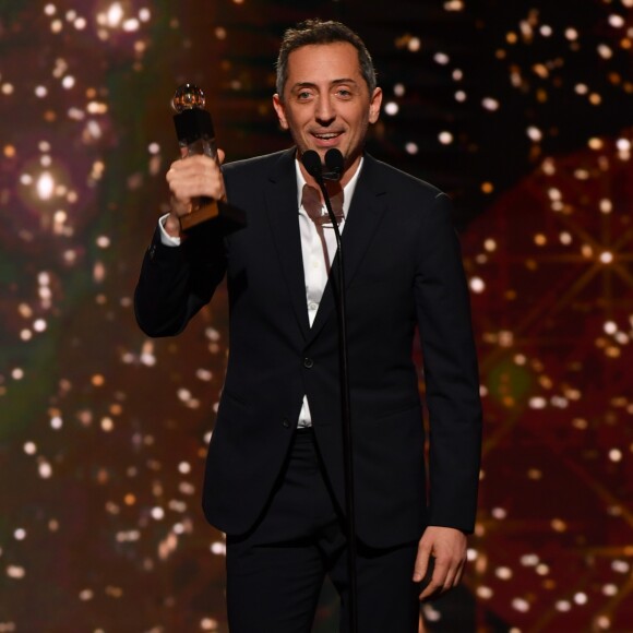 Exclusif - Gad Elmaleh (Globe d'Honneur 2019 pour le rayonnement de sa carrière) lors de la 14ème cérémonie des Globes de Cristal, à la salle Wagram à Paris, le 4 février 2019. © Rachid Bellak/Bestimage