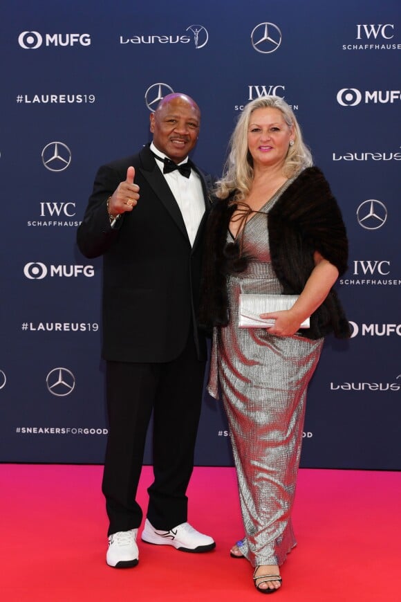 Marvin Hagler et sa femme Kay Guarrera - Les célébrités posent sur le tapis rouge lors de la soirée des "Laureus World sports Awards" à Monaco le 18 février 2019