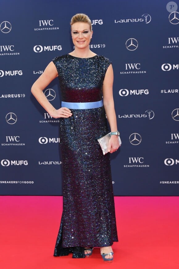 Maria Hoefl-Riesch - Les célébrités posent sur le tapis rouge lors de la soirée des "Laureus World sports Awards" à Monaco le 18 février 2019