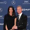 David Coulthard et sa femme Karen Minier - Les célébrités posent sur le tapis rouge lors de la soirée des "Laureus World sports Awards" à Monaco le 18 février 2019