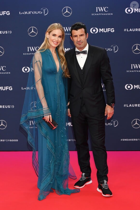 Luis Figo et sa femme Helen Svedin lors de la soirée des "Laureus World sports Awards" à Monaco, le 18 février 2019. © Bruno Bebert/Bestimage
